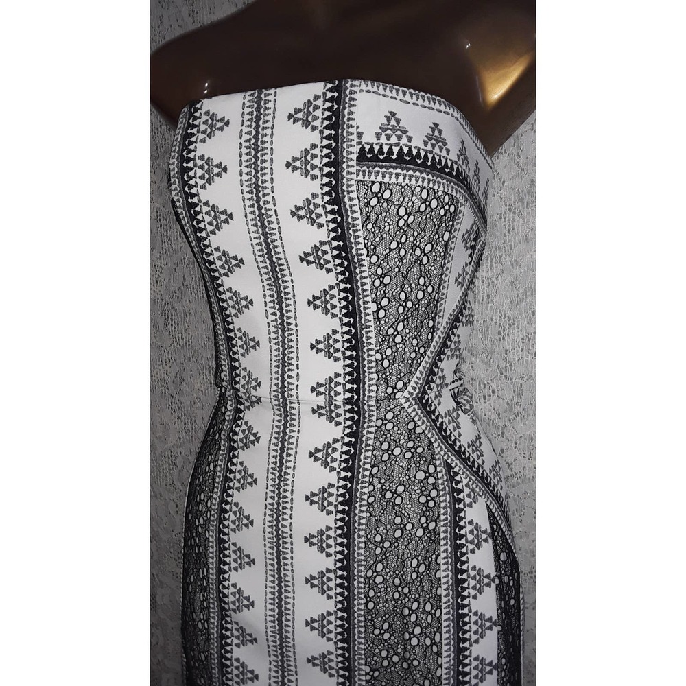 NWT BCBGMaxAzria Sz 10 KIA Black & White Maxi Dress - Picture 3 of 11